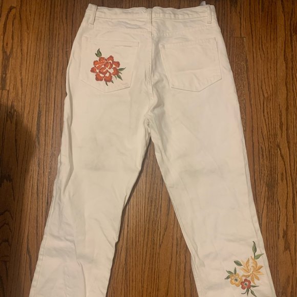 Reformation Cynthia High Rise Straight Floral Embroidered Jeans - Picture 5 of 6